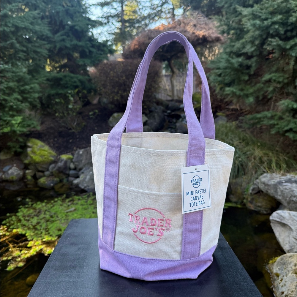 Trader Joe’s Mini Canvas Tote Pastel Lavender